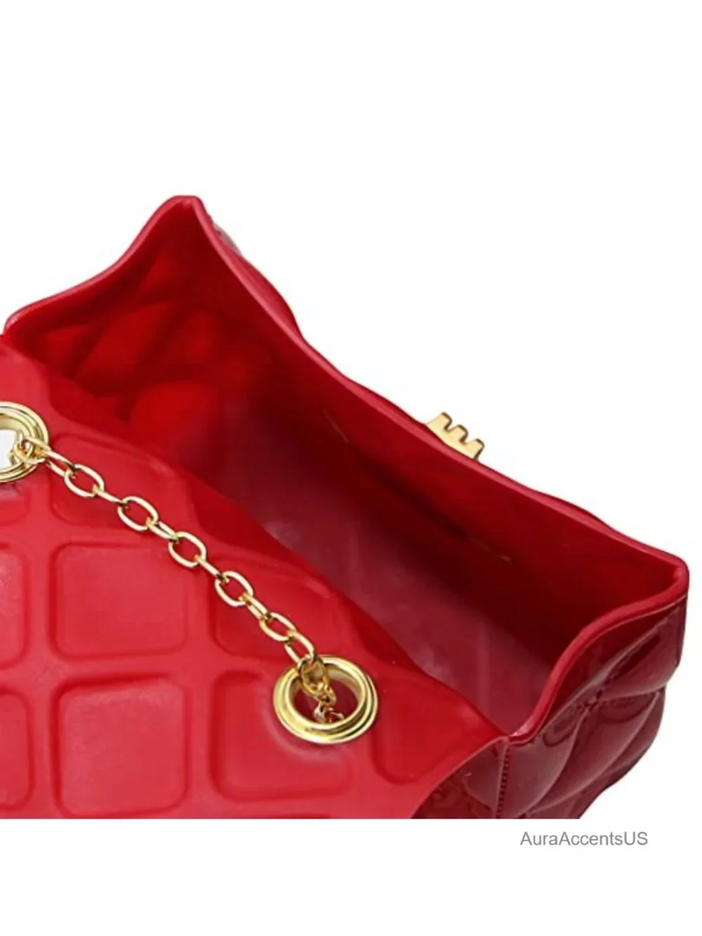 Mini PVC Satchel Crossbody Bag with Chain Strap